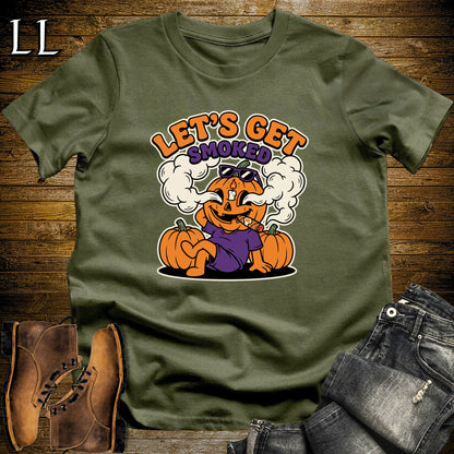 Let's Get Smoked Jack-o'-Lantern Cigar T-Shirt Military Green | Halloween Cigar Tee