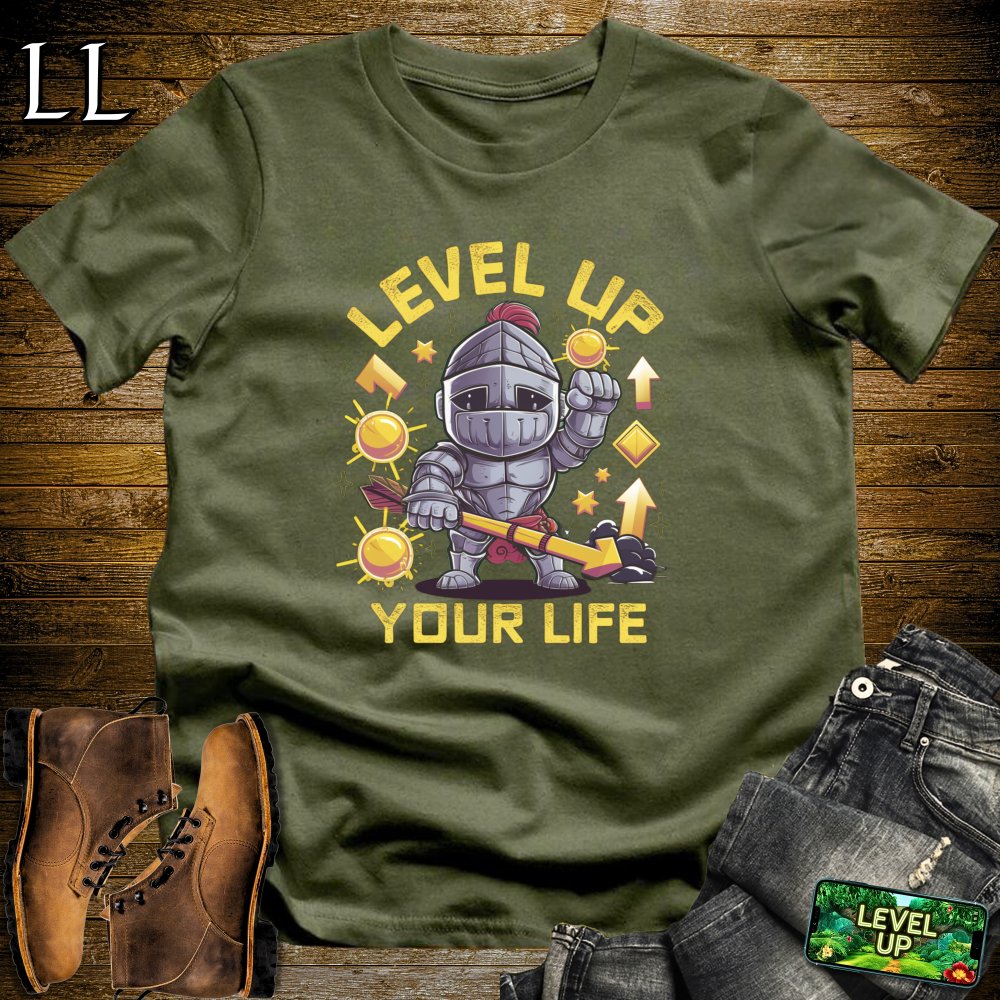 Level Up Your Life Softstyle Tee - Military Green - LegacyLayers