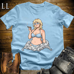 Celeste's Smoke Break Cigar Girl T-Shirt Light Blue | Cigar Pin-Up Girl Tee