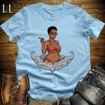 Sienna's Smoke Break Cigar Girl T-Shirt Light Blue | Cigar Pin-Up Girl Tee