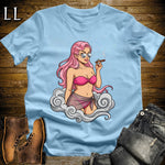 Rosa's Smoke Break Cigar Girl T-Shirt Light Blue | Cigar Pin-Up Girl Tee