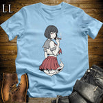 Sakura's Smoke Break Cigar Girl T-Shirt Light Blue | Cigar Pin-Up Girl Tee