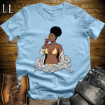 Solana's Smoke Break Cigar Girl T-Shirt Light Blue | Cigar Pin-Up Girl Tee