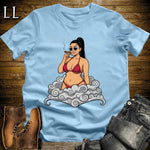 Valentina's Smoke Break Cigar Girl T-Shirt Light Blue | Cigar Pin-Up Girl Tee