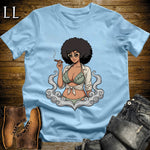 Coco's Smoke Break Cigar Girl T-Shirt Light Blue | Cigar Pin-Up Girl Tee