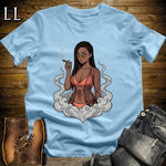 Camila's Smoke Break Cigar Girl T-Shirt Light Blue | Cigar Pin-Up Girl Tee