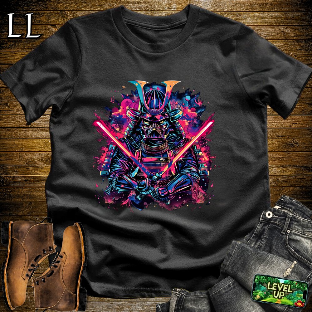 Light Saber Samurai White | Sci-Fi Warrior Tee