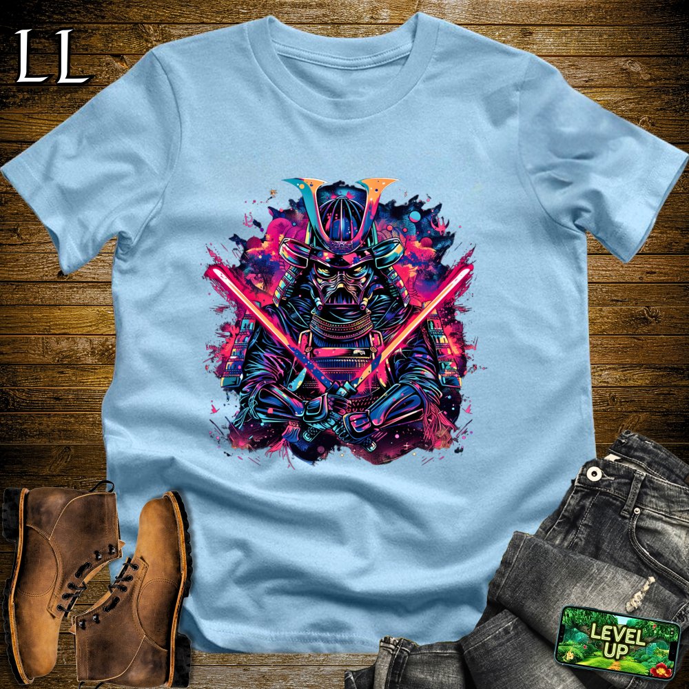 Light Saber Samurai Black | Sci-Fi Warrior Tee