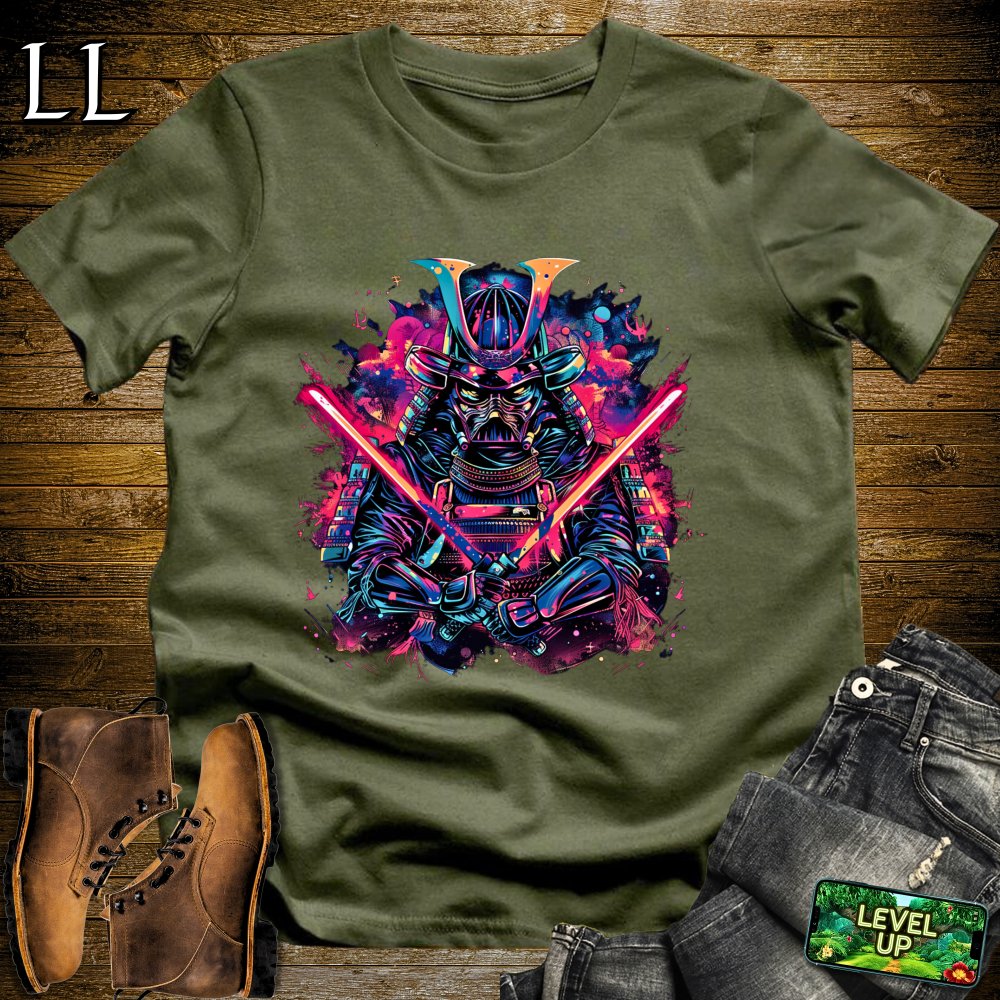 Light Saber Samurai Navy | Sci-Fi Warrior Tee