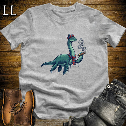 Loch Ness Monster Tartan Cigar T-Shirt Sport Grey | Nessie Cryptid Cigar Tee