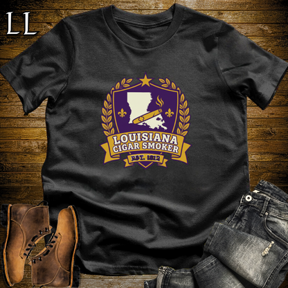 Louisiana Cigar Smoker Shield T-Shirt Black | Louisiana Cigar Crest Shirt