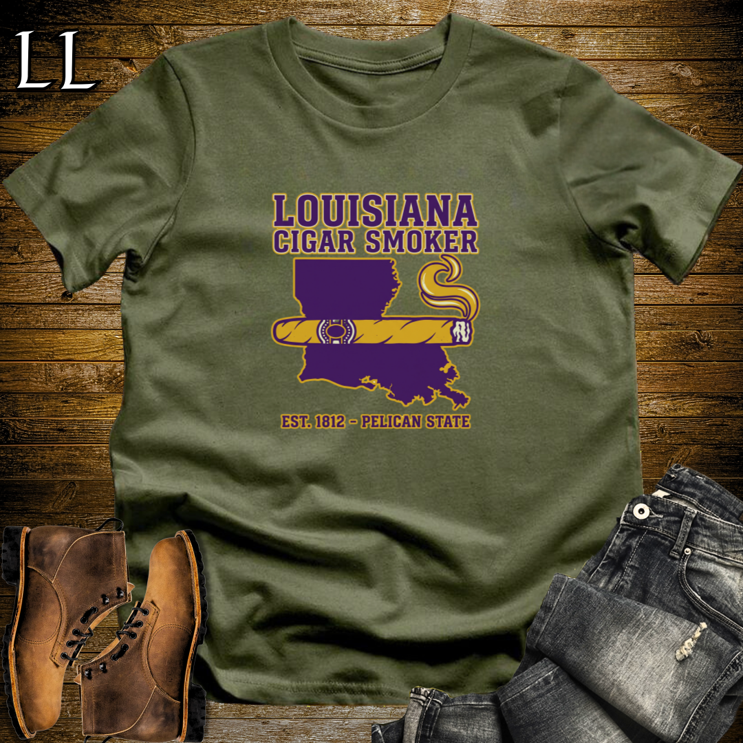 Louisiana Cigar Smoker T-Shirt Military Green | Louisiana Cigar Shirt