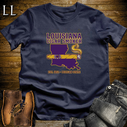Louisiana Cigar Smoker T-Shirt Navy | Louisiana Cigar Shirt