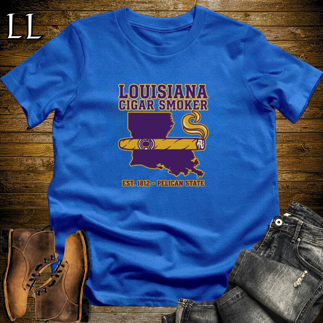 Louisiana Cigar Smoker T-Shirt Royal Blue | Louisiana Cigar Shirt