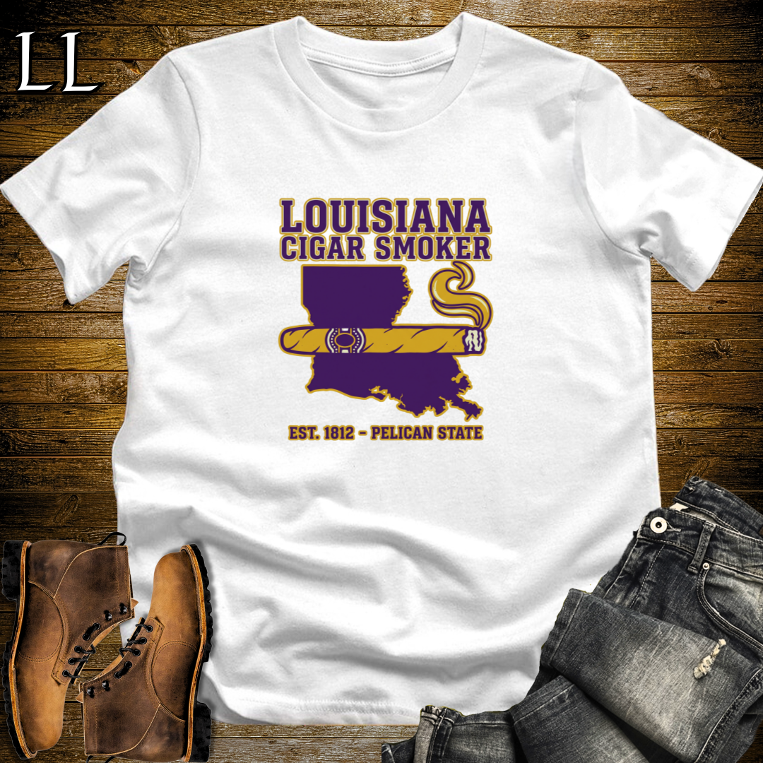 Louisiana Cigar Smoker T-Shirt White | Louisiana Cigar Shirt