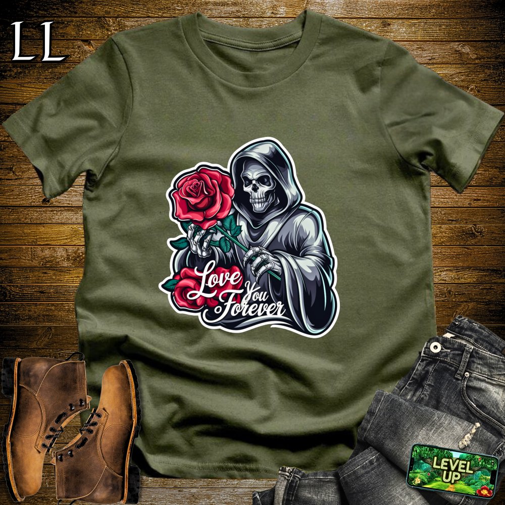 Love you Forever Grim Reaper Softstyle Tee - Military Green - LegacyLayers