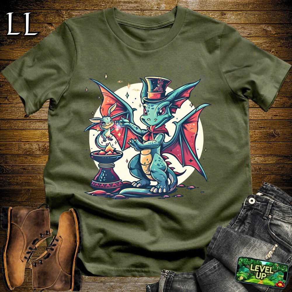 Magic Trick Dragon Softstyle Tee - Military Green - LegacyLayers