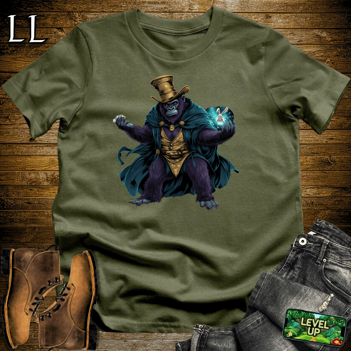 Magician Gorilla Softstyle Tee - Military Green - LegacyLayers