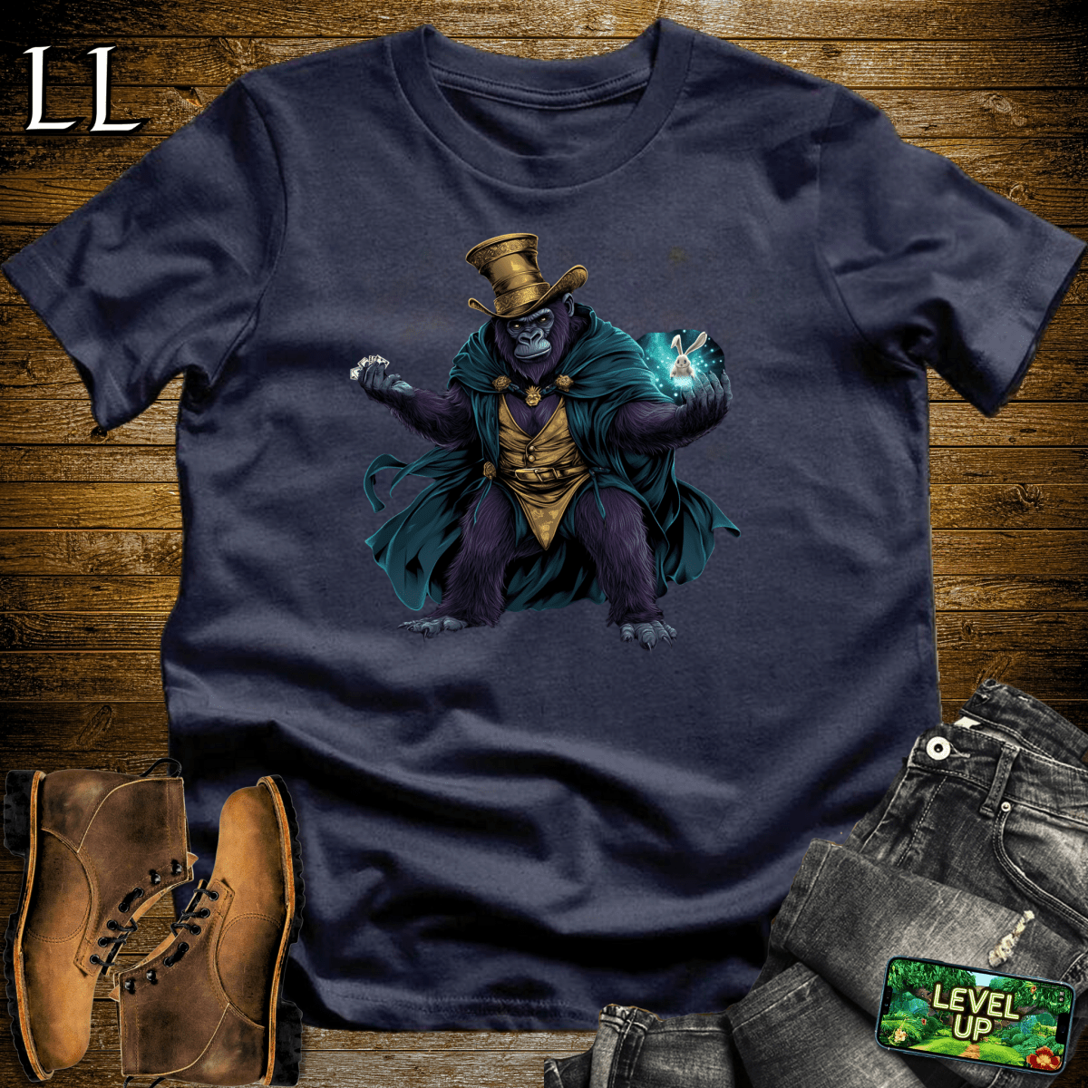 Magician Gorilla Softstyle Tee Navy | Illusion Party Shirt