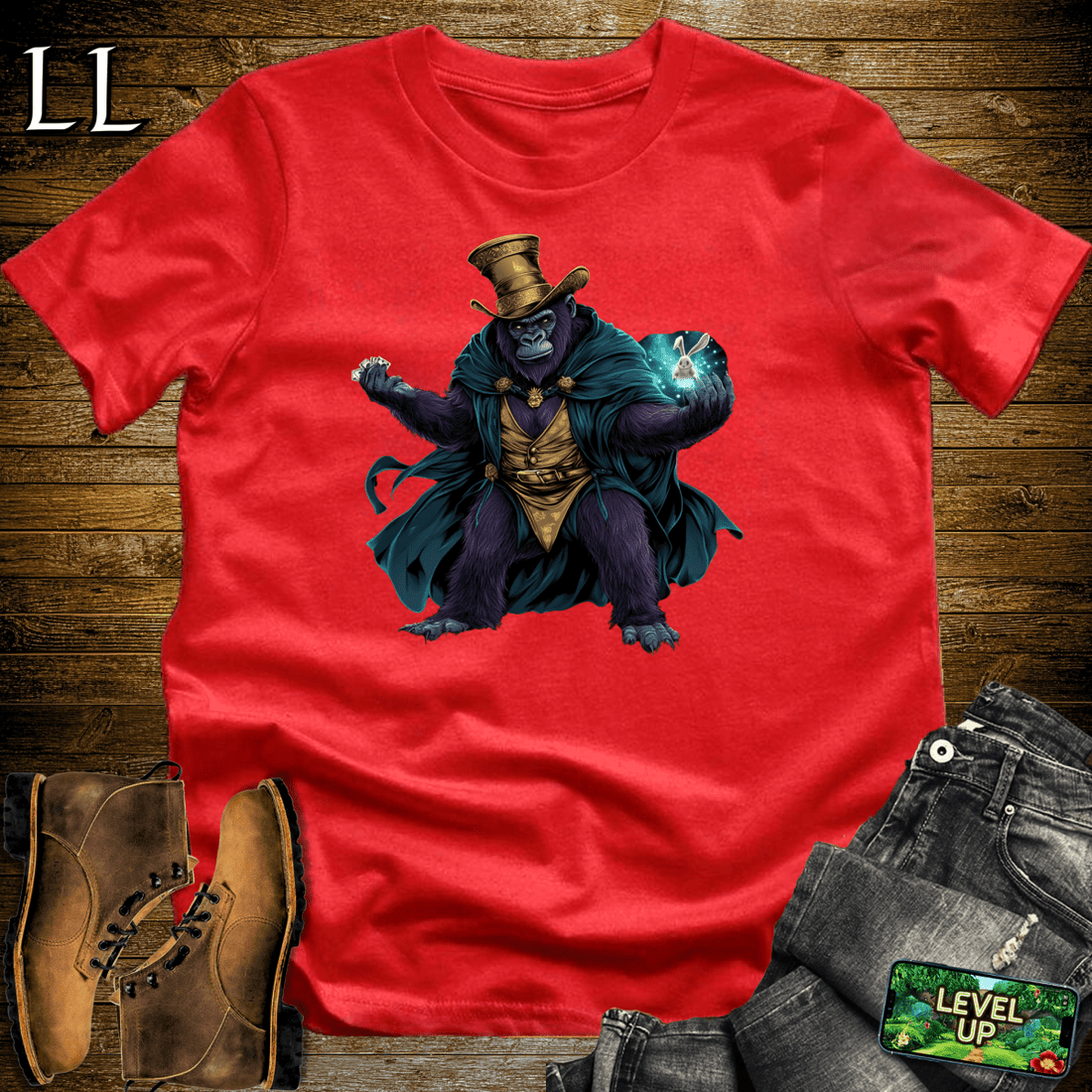 Magician Gorilla Softstyle Tee Red | Illusion Party Shirt