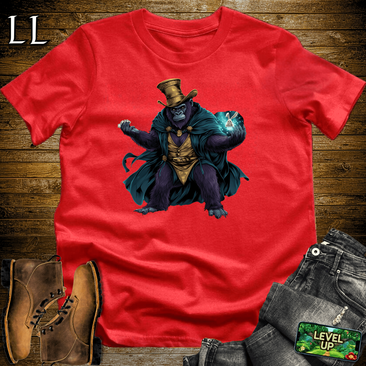 Magician Gorilla Softstyle Tee - Red - LegacyLayers
