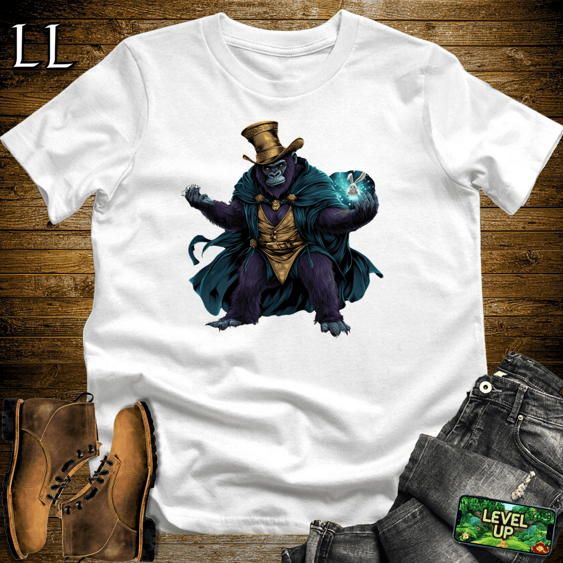 Magician Gorilla Softstyle Tee White | Illusion Party Shirt
