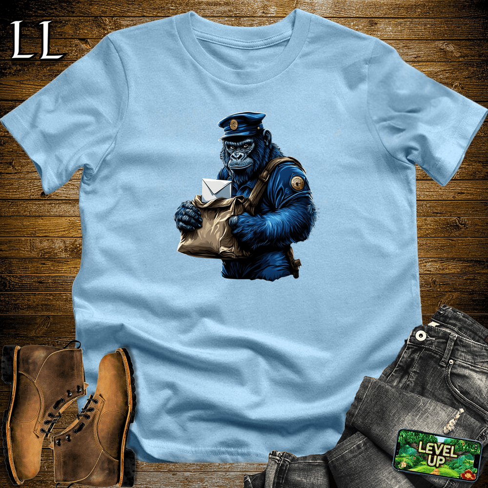 Mailman Gorilla Light Blue | Funny Delivery Driver Shirt