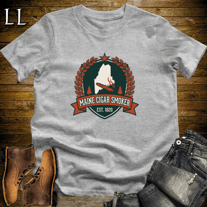 Maine Cigar Smoker Shield T-Shirt Sport Grey | Maine Cigar Crest Shirt