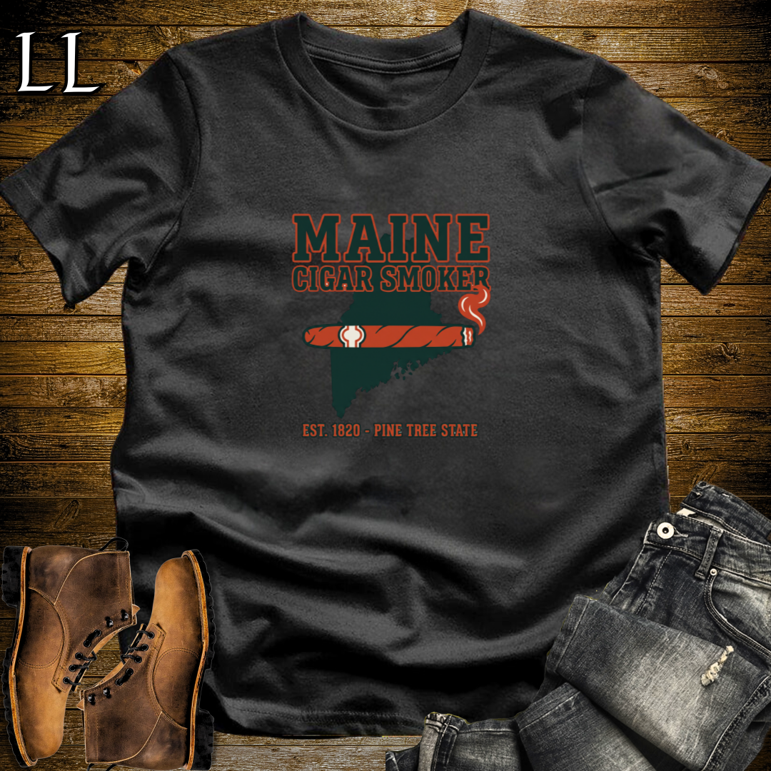 Maine Cigar Smoker T-Shirt Black | Maine Cigar Lover Shirt