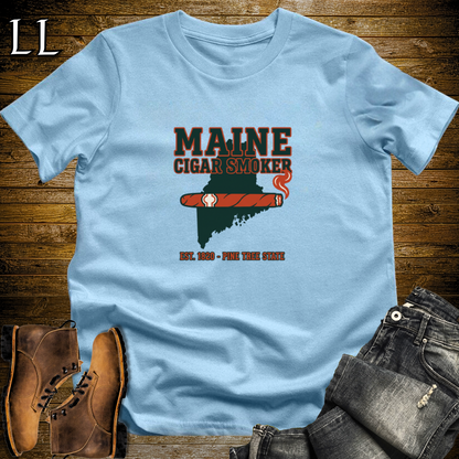 Maine Cigar Smoker T-Shirt Light Blue | Maine Cigar Lover Shirt