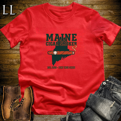 Maine Cigar Smoker T-Shirt Red | Maine Cigar Lover Shirt