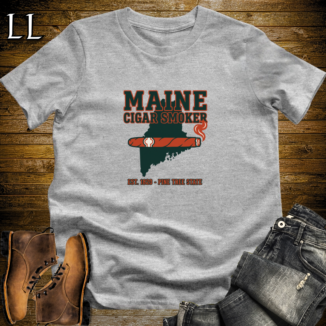 Maine Cigar Smoker T-Shirt Sport Grey | Maine Cigar Lover Shirt