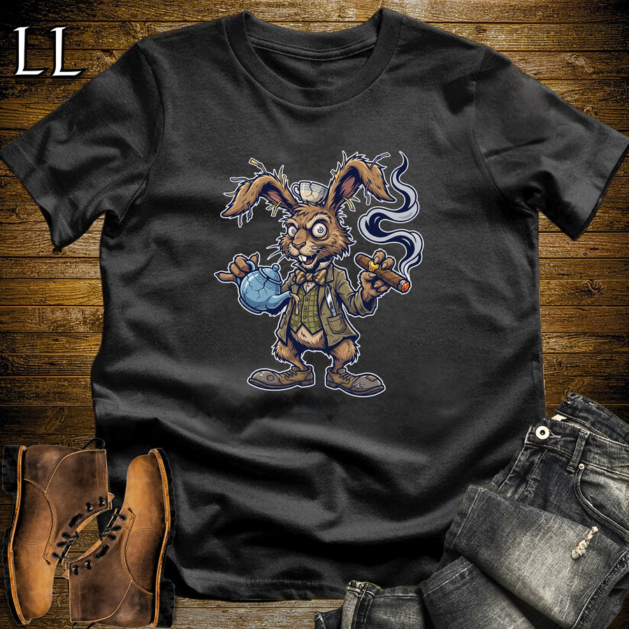 March Hare Mad Tea Cigar T-Shirt Black | Mad Tea Cigar Tee