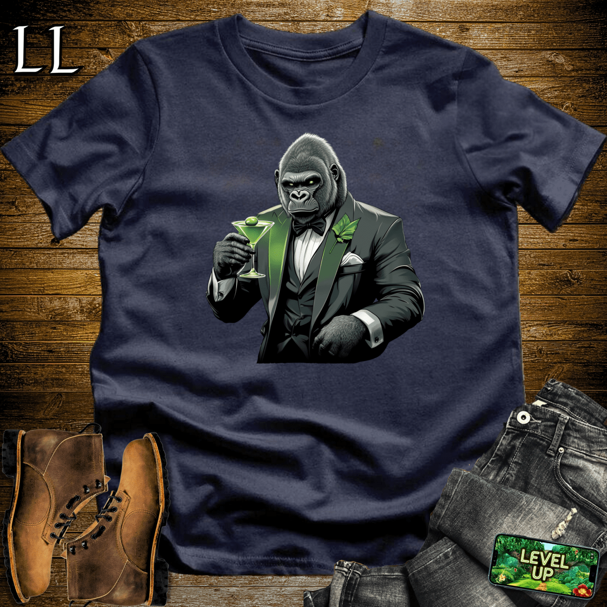 Martini Gorilla Softstyle Tee - Navy - LegacyLayers