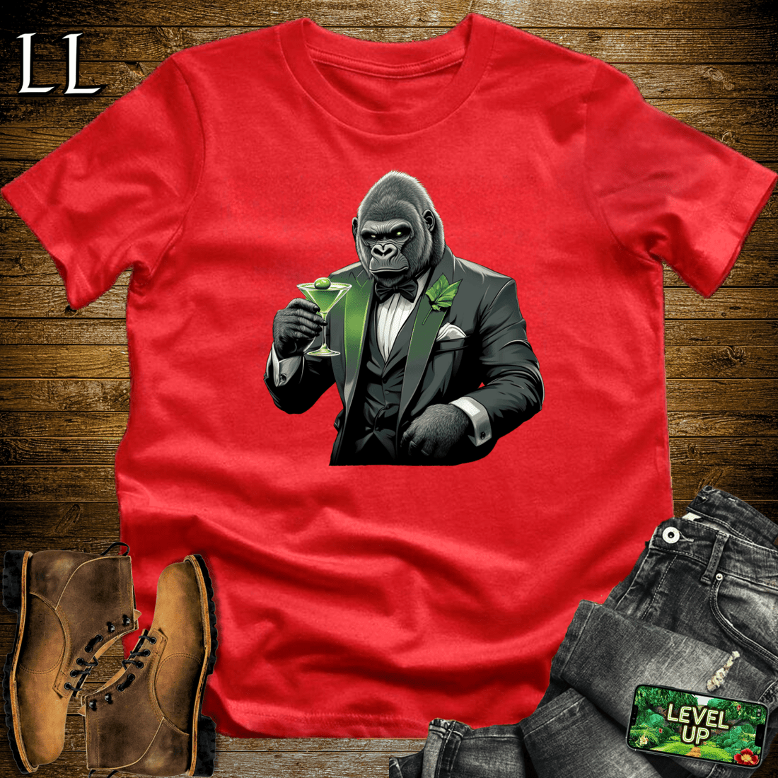Martini Gorilla Softstyle Tee Red | Cocktail Lover Gift Tee