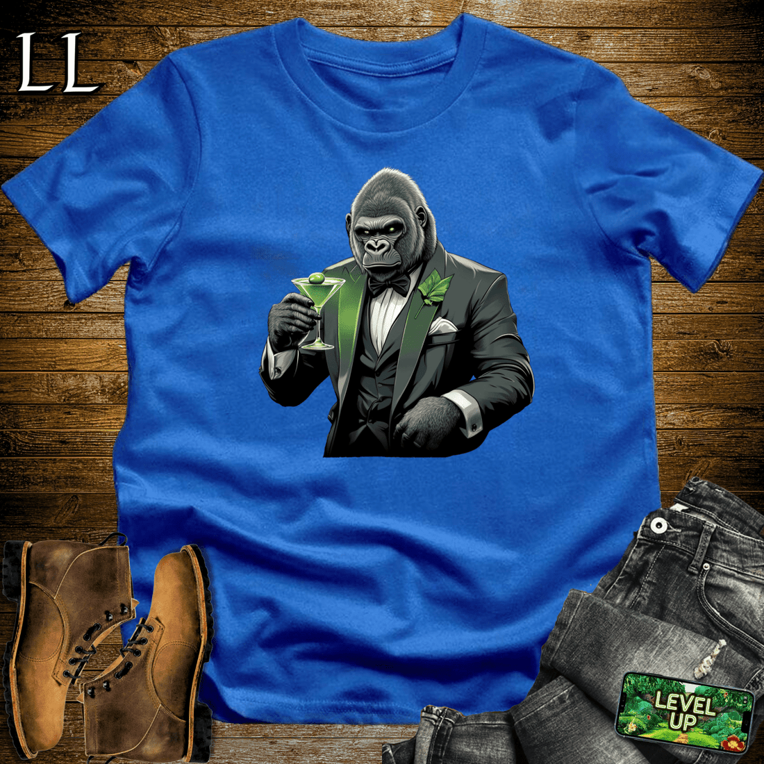 Martini Gorilla Softstyle Tee Royal | Cocktail Lover Gift Tee