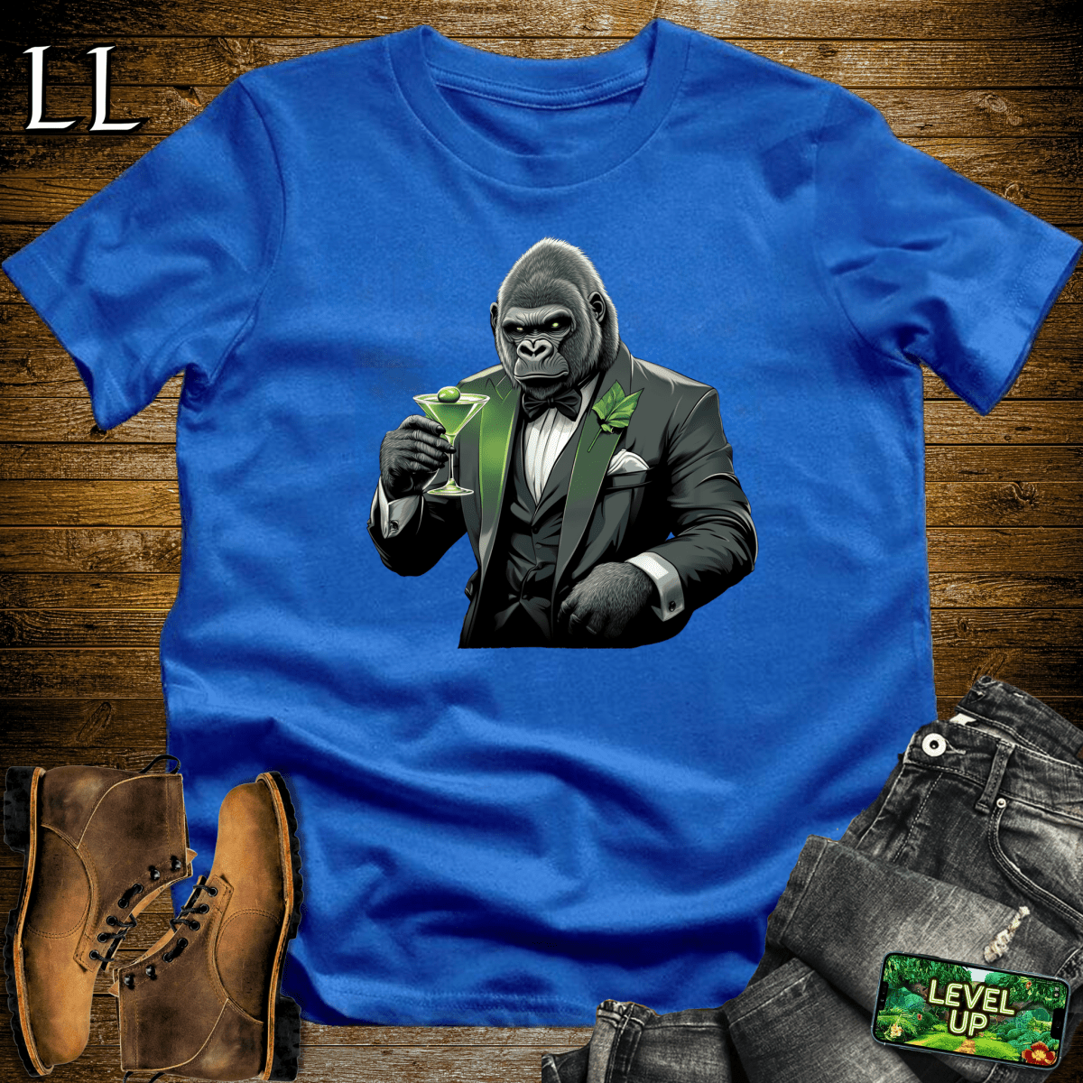 Martini Gorilla Softstyle Tee - Royal - LegacyLayers