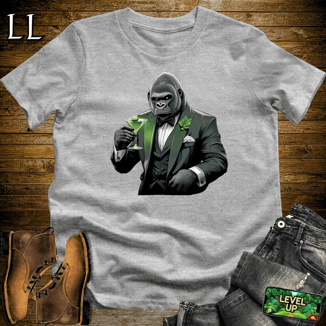 Martini Gorilla Softstyle Tee Sport Grey | Cocktail Lover Gift Tee
