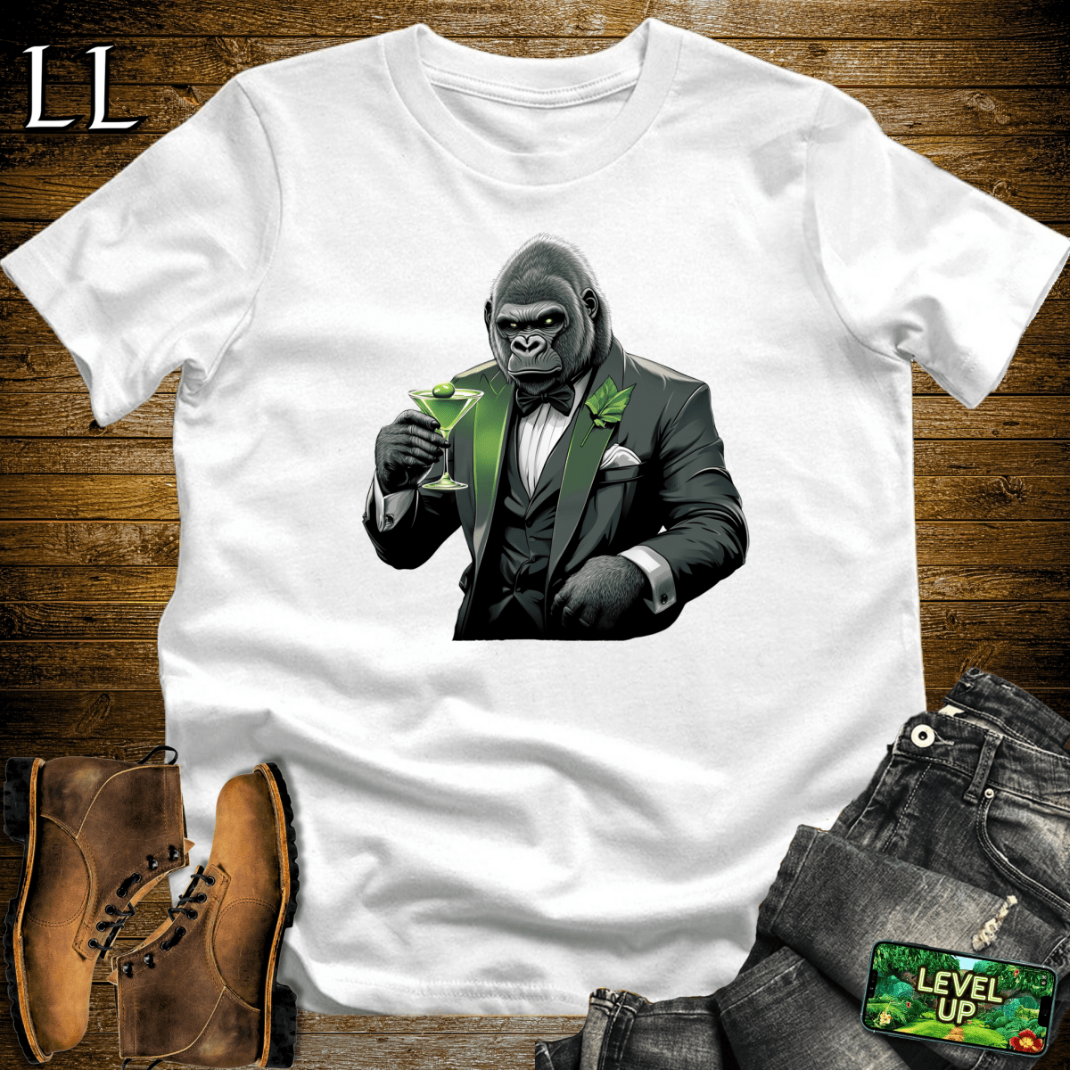Martini Gorilla Softstyle Tee - White - LegacyLayers