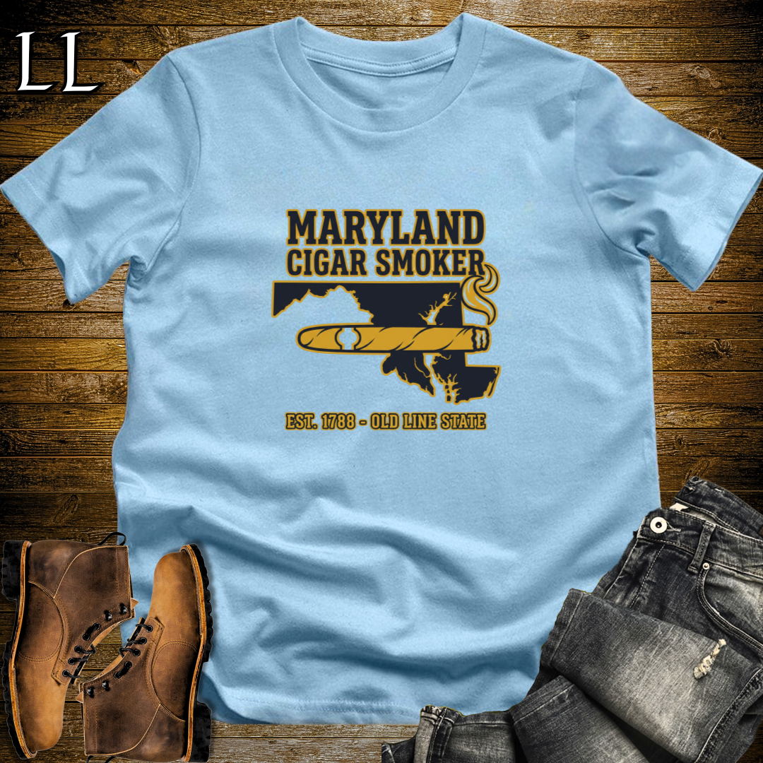 Maryland Cigar Smoker T-Shirt Light Blue | Maryland Cigar Shirt