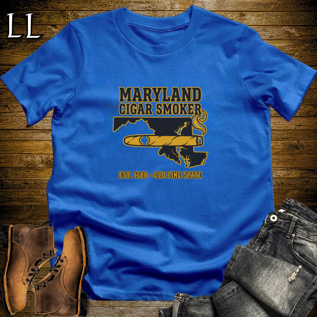 Maryland Cigar Smoker T-Shirt Royal Blue | Maryland Cigar Shirt