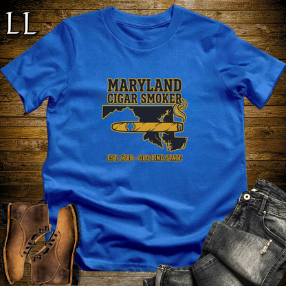 Maryland Cigar Smoker T-Shirt Royal Blue | Maryland Cigar Shirt
