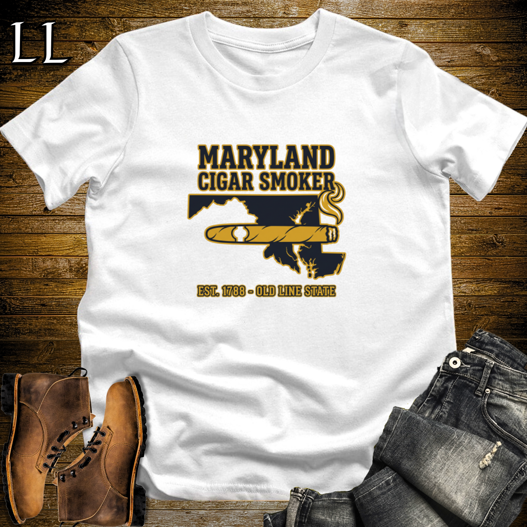 Maryland Cigar Smoker T-Shirt White | Maryland Cigar Shirt