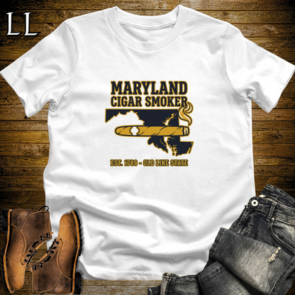 Maryland Cigar Smoker T-Shirt White | Maryland Cigar Shirt