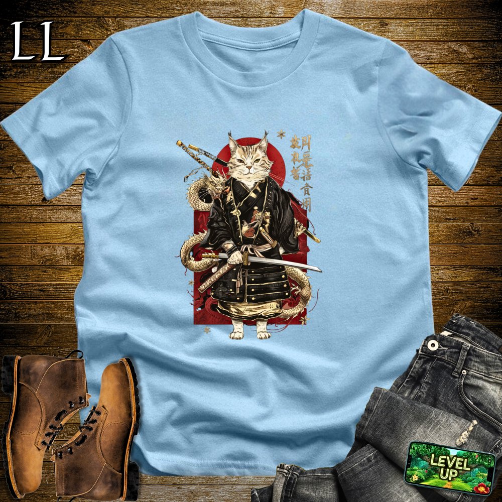 Master Cat Samurai Softstyle Tee - Light Blue - LegacyLayers