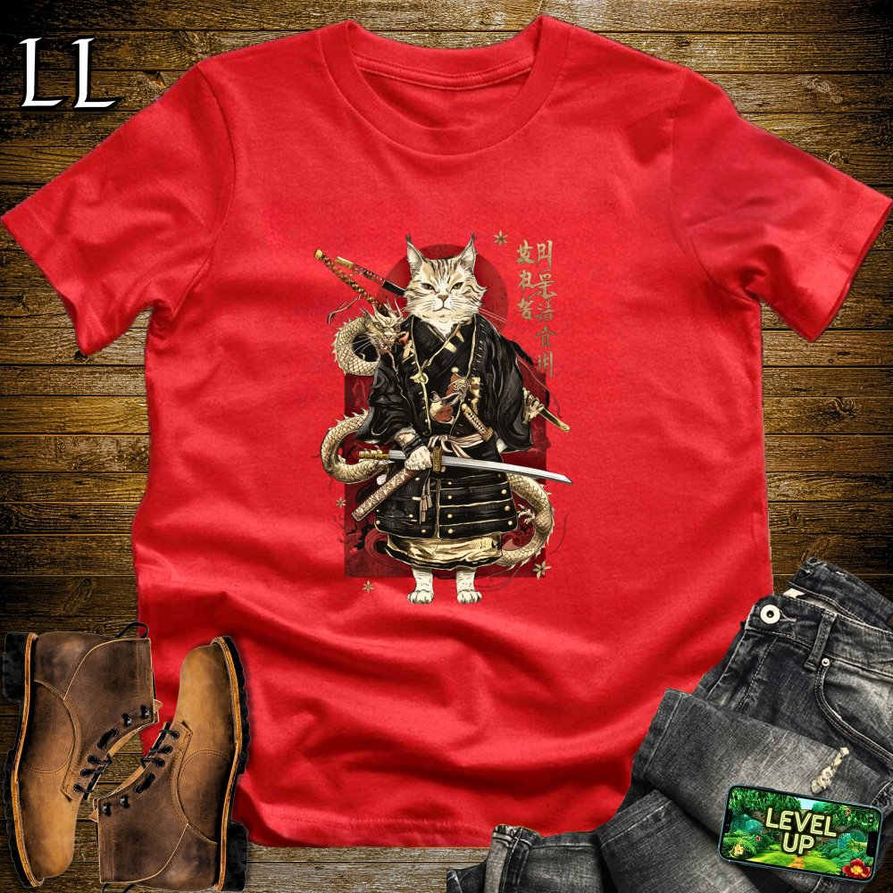 Master Cat Samurai Softstyle Tee - Red - LegacyLayers