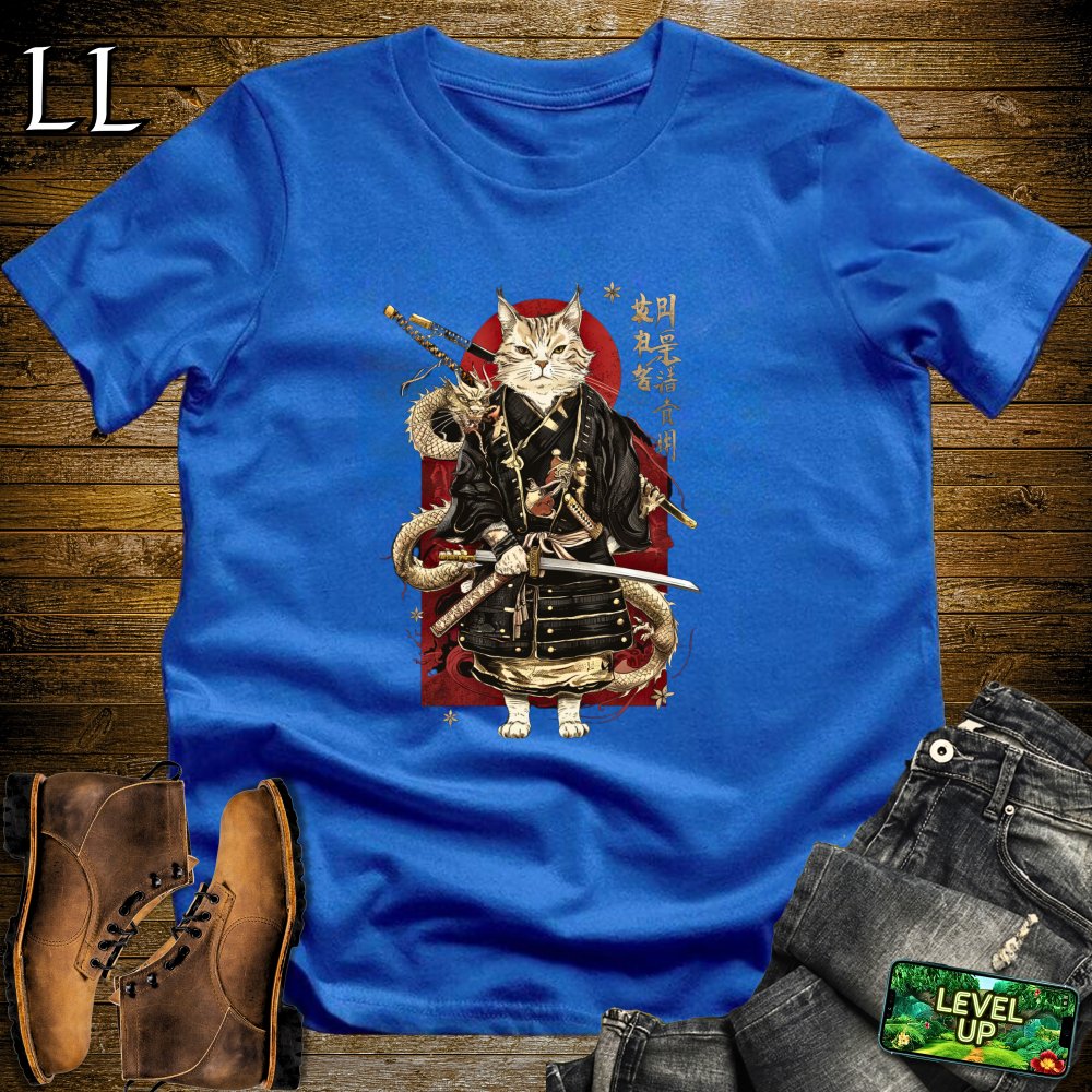 Master Cat Samurai Softstyle Tee - Royal - LegacyLayers