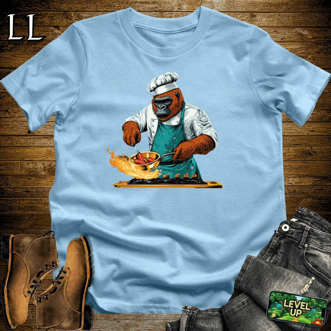 Master Chef Gorilla Softstyle Tee Light Blue | Funny Cooking Tee