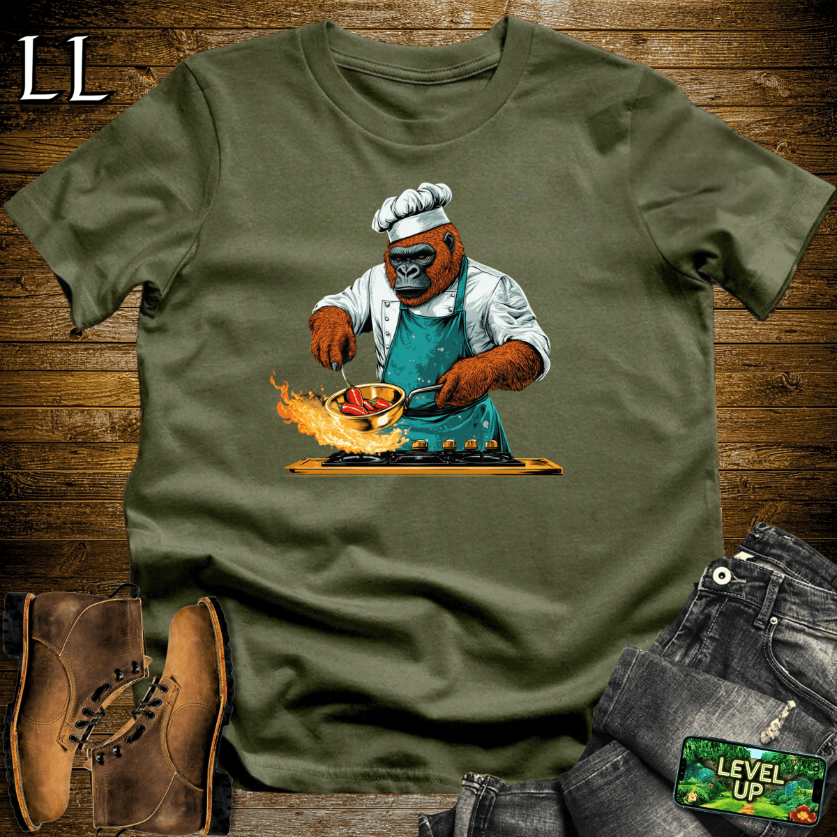 Master Chef Gorilla Softstyle Tee - Military Green - LegacyLayers