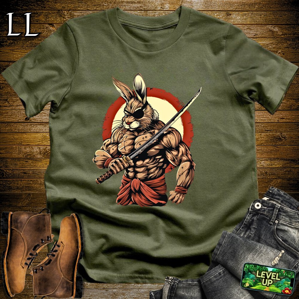 Master Rabbit Samurai Softstyle Tee - Military Green - LegacyLayers